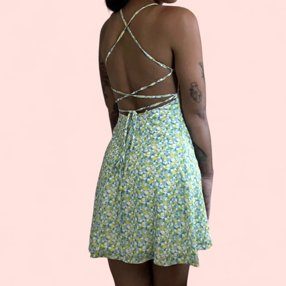 Princess Polly Green Floral Backless Dress